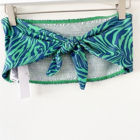 TOPSHOP Zebra Blue & Green Shirred Bandeau NWT - Picture 2 of 6